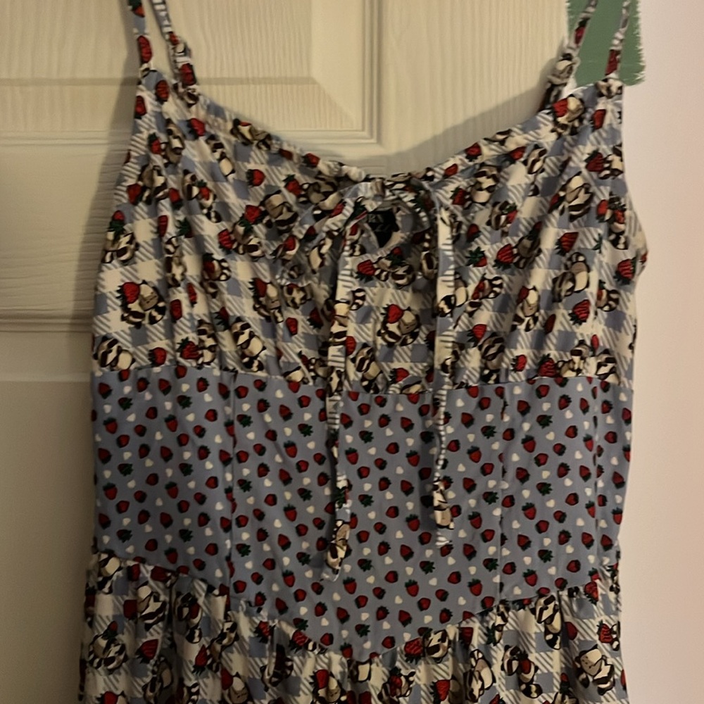 Hot Topic Raccoons and Strawberries Floral Blue Maxi Dress - Picture 3 of 4
